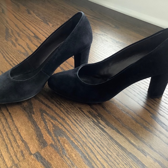 Aquatalia Women's Black Suede Slip on Pumps Block Heel Shoes Black Size 10 - Picture 3 of 9